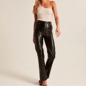 Abercrombie & Fitch Black Faux leather 90s straight high rise curve love4/27R